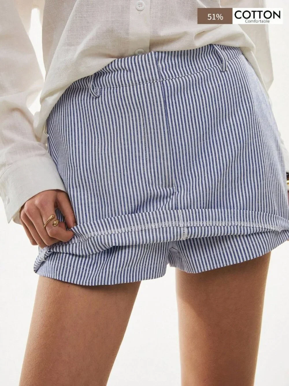 Blue Casual Women's Striped Pocket Detail Skort